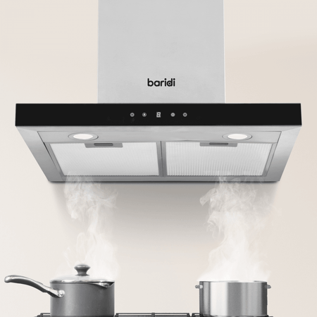 Baridi T-Shape Chimney Cooker Hood with Carbon Filters 60cm - Stainless Steel Model No- DH130