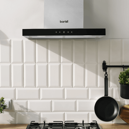 Baridi T-Shape Chimney Cooker Hood with Carbon Filters 60cm - Stainless Steel Model No- DH130