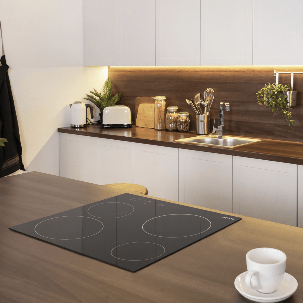 Baridi Integrated Ceramic Hob with 4 Cooking Zones 60cm - Black Glass Model No- DH131