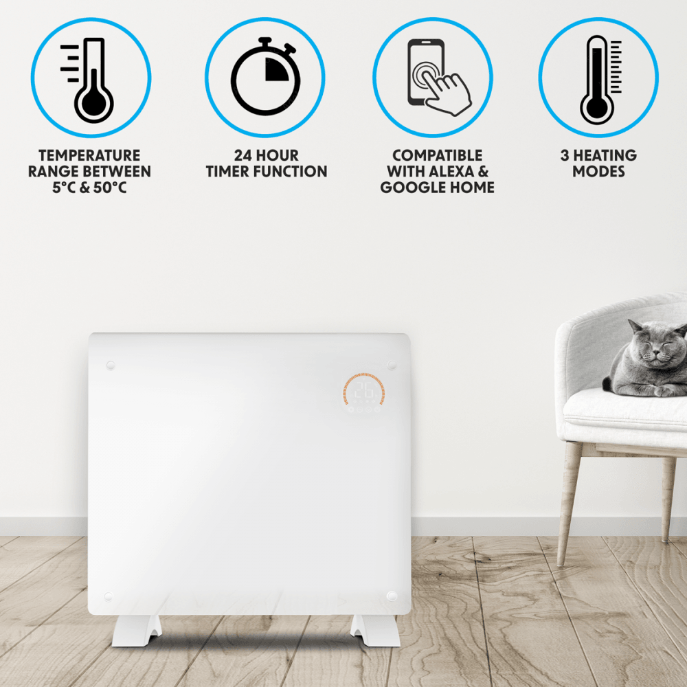 Baridi, Electric Glass Panel Heater 1000W/230V - DH136 Model No- DH136