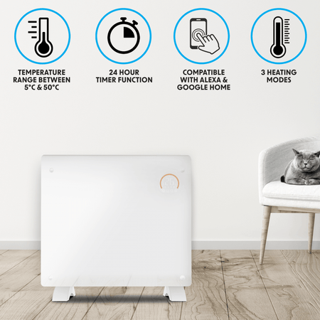 Baridi, Electric Glass Panel Heater 1000W/230V - DH136 Model No- DH136