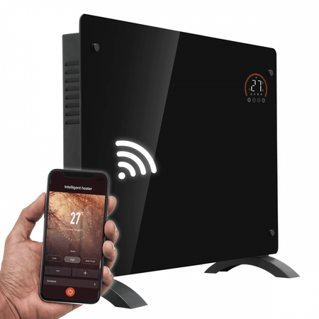 Baridi Electric Glass Panel Heater, 1500W, Thermostat Controlled 24Hr 7 Day Timer, Wi-Fi Enabled, Remote Control, Black - DH137 Model No- DH137