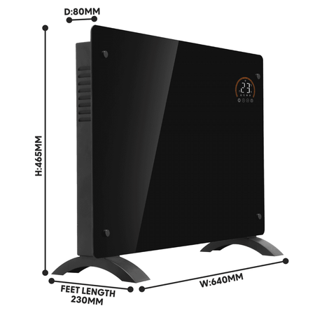 Baridi Electric Glass Panel Heater, 1500W, Thermostat Controlled 24Hr 7 Day Timer, Wi-Fi Enabled, Remote Control, Black - DH137 Model No- DH137