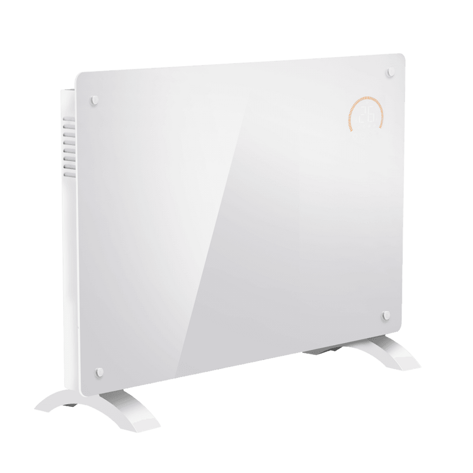 Baridi Electric Glass Panel Heater, 1500W, Thermostat Controlled 24Hr 7 Day Timer, Wi-Fi Enabled, Remote Control, White Model No- DH138