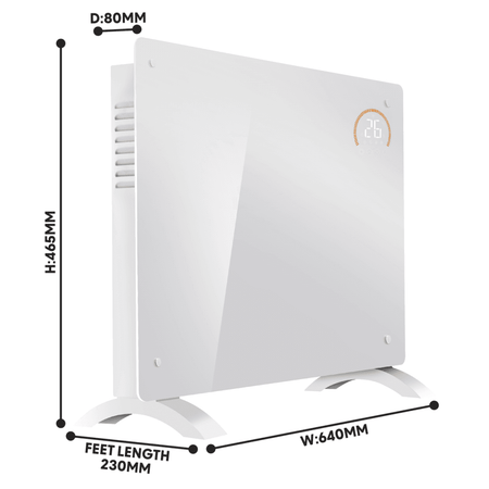 Baridi Electric Glass Panel Heater, 1500W, Thermostat Controlled 24Hr 7 Day Timer, Wi-Fi Enabled, Remote Control, White Model No- DH138