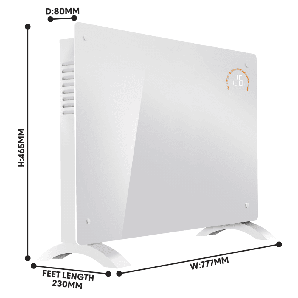 Baridi Electric Glass Panel Heater, 2000W, Thermostat Controlled 24Hr 7 Day Timer, Wi-Fi Enabled, Remote Control, White Model No- DH140