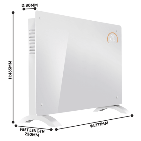 Baridi Electric Glass Panel Heater, 2000W, Thermostat Controlled 24Hr 7 Day Timer, Wi-Fi Enabled, Remote Control, White Model No- DH140
