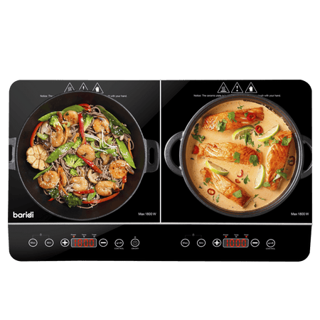 Baridi Portable Induction Hob with 2 Cooking Zones 60 x 36 x 6.5cm - Black Model No- DH146