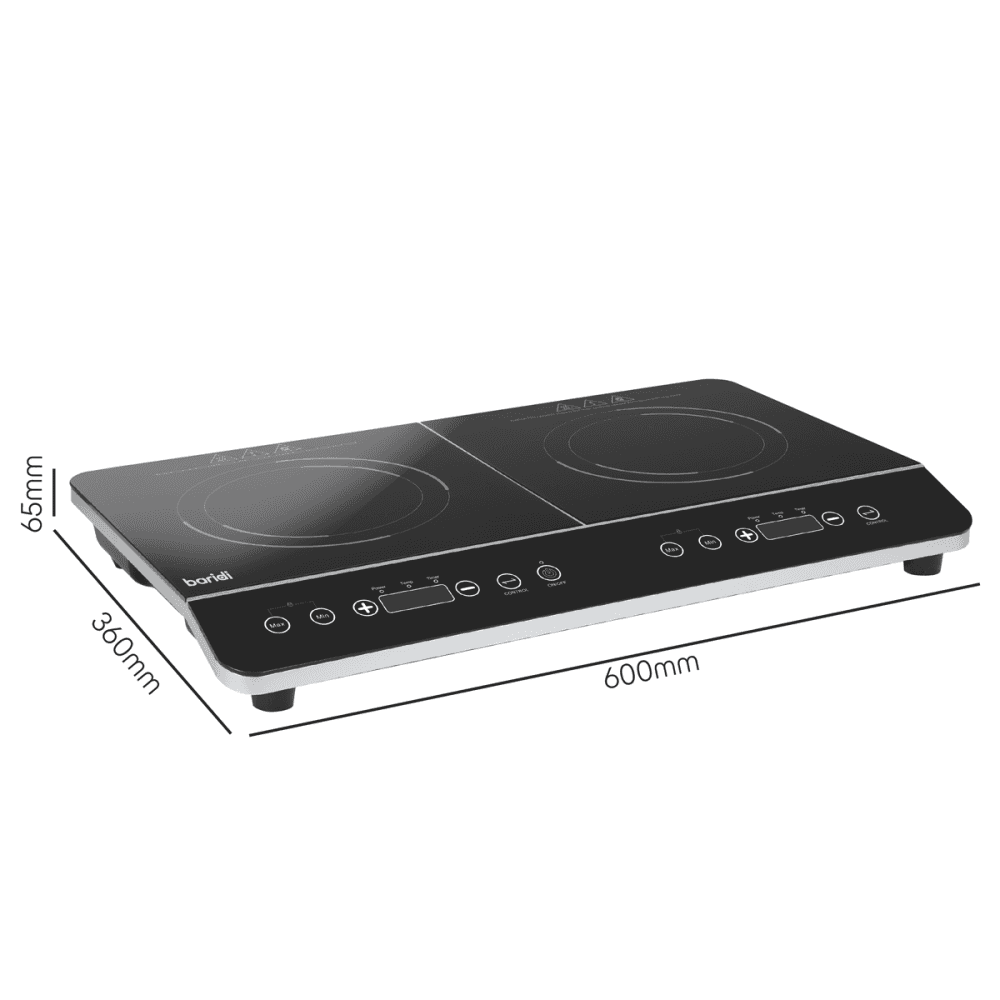 Baridi Portable Induction Hob with 2 Cooking Zones 60 x 36 x 6.5cm - Black Model No- DH146