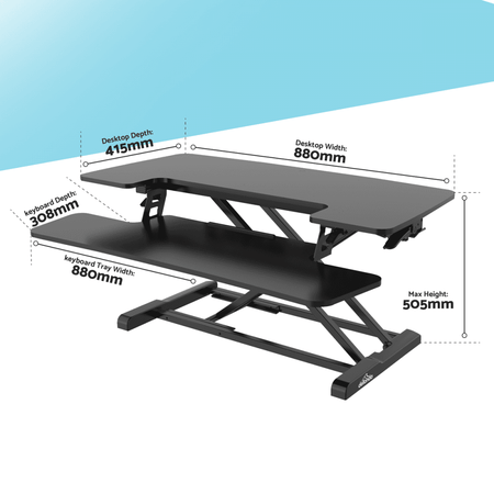 Dellonda 89cm Adjustable-Height Standing Desk Riser 15kg Capacity Model No- DH15