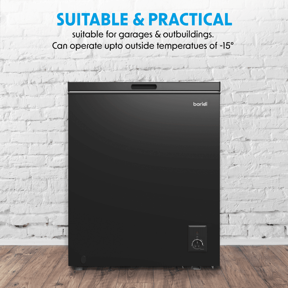 Baridi Freestanding Chest Freezer 142L Capacity - Black Model No- DH152