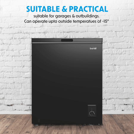 Baridi Freestanding Chest Freezer 142L Capacity - Black Model No- DH152