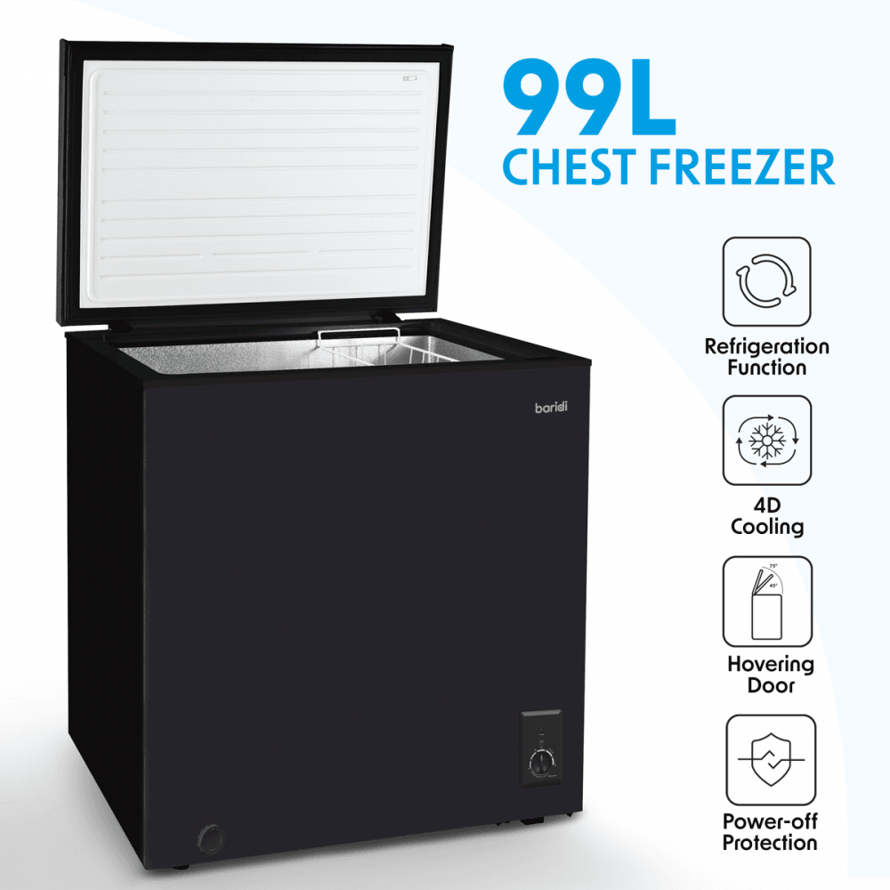 Baridi Freestanding Chest Freezer 99L Capacity - Black Model No- DH153