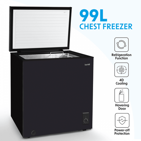 Baridi Freestanding Chest Freezer 99L Capacity - Black Model No- DH153