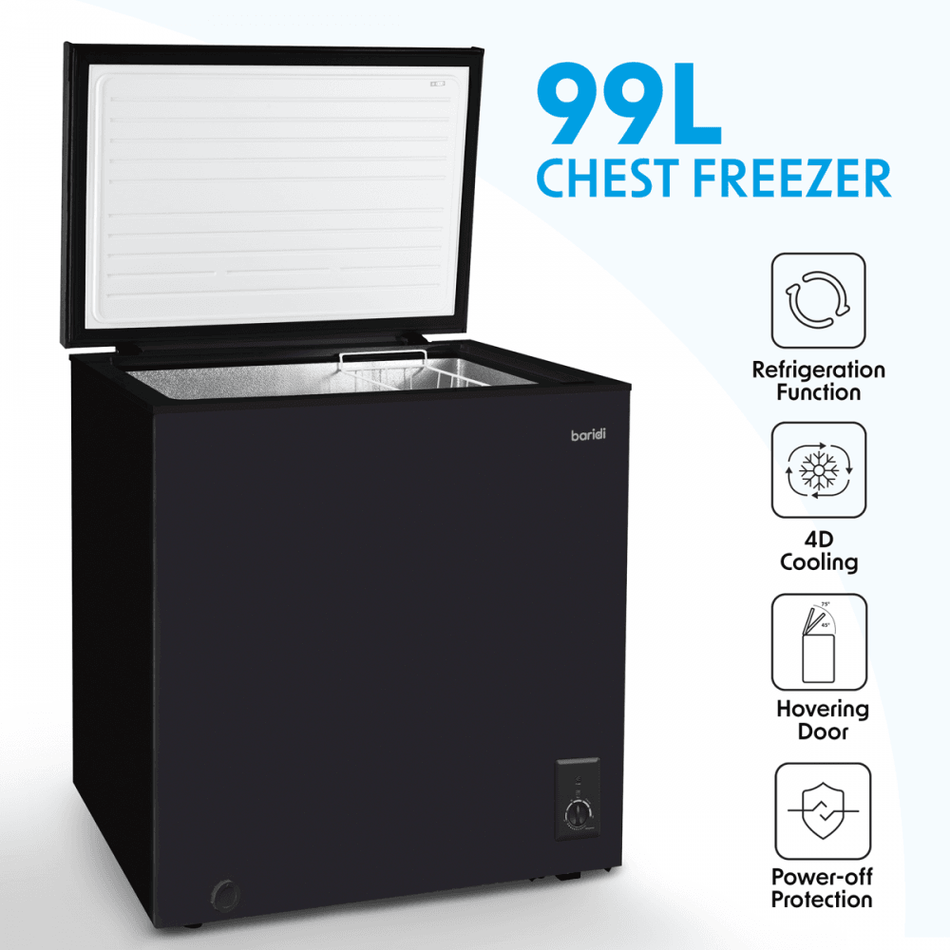 Baridi Freestanding Chest Freezer 99L Capacity - Black Model No- DH153
