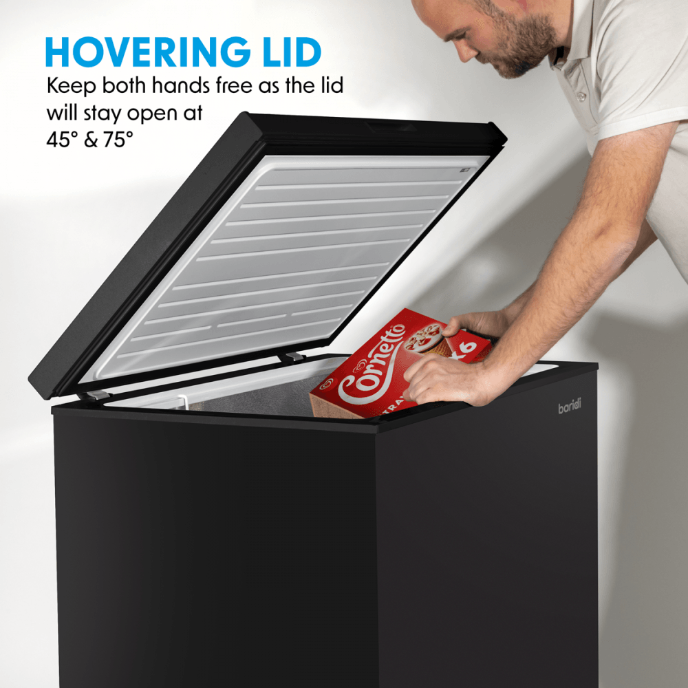 Baridi Freestanding Chest Freezer 99L Capacity - Black Model No- DH153