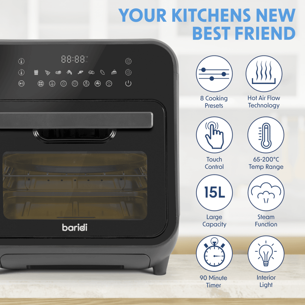 Baridi Steam Air Fryer Oven 15L Capacity Model No- DH171