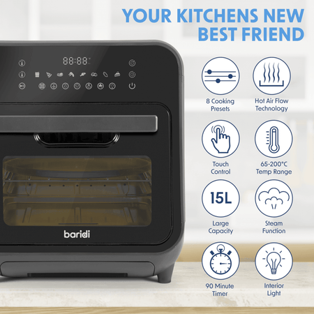 Baridi Steam Air Fryer Oven 15L Capacity Model No- DH171