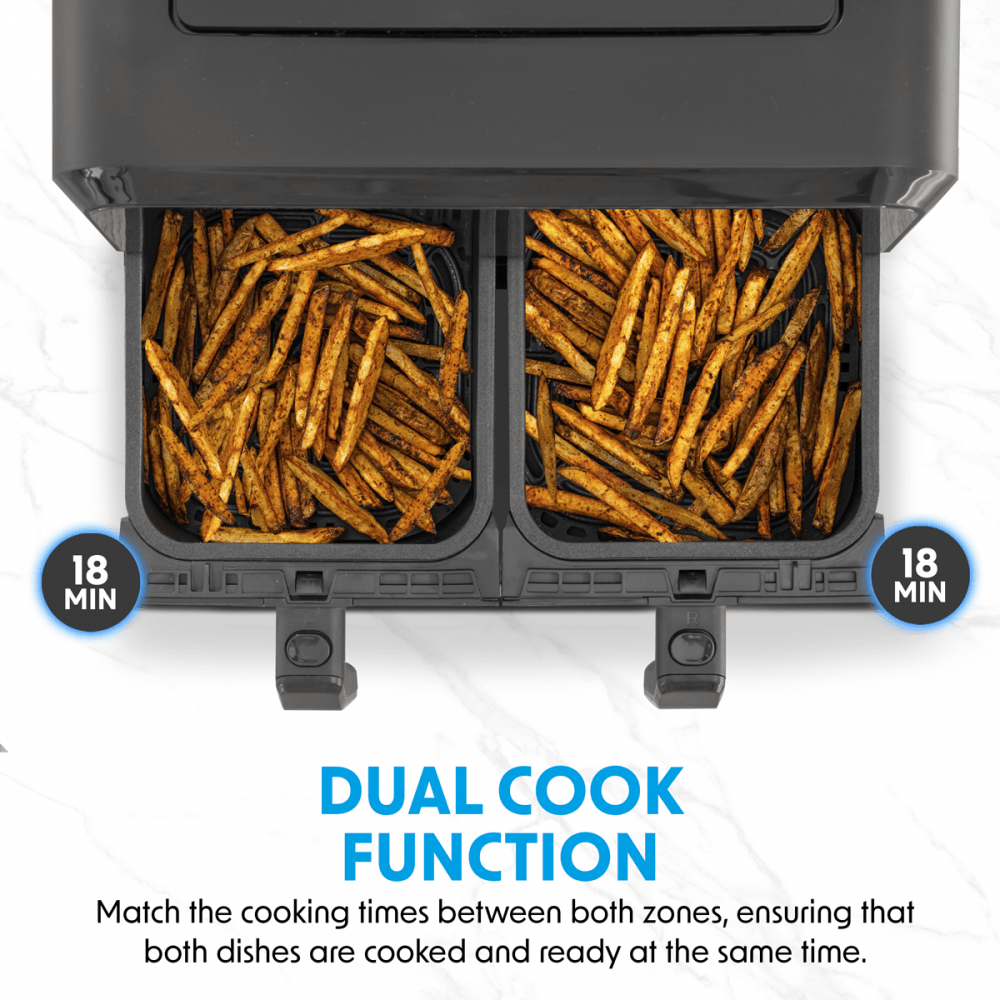 Baridi Dual Zone Air Fryer with 8 Preset Functions 8L Capacity Model No- DH172