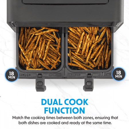 Baridi Dual Zone Air Fryer with 8 Preset Functions 8L Capacity Model No- DH172