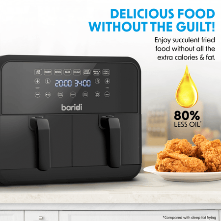 Baridi Dual Zone Air Fryer with 8 Preset Functions 8L Capacity Model No- DH172