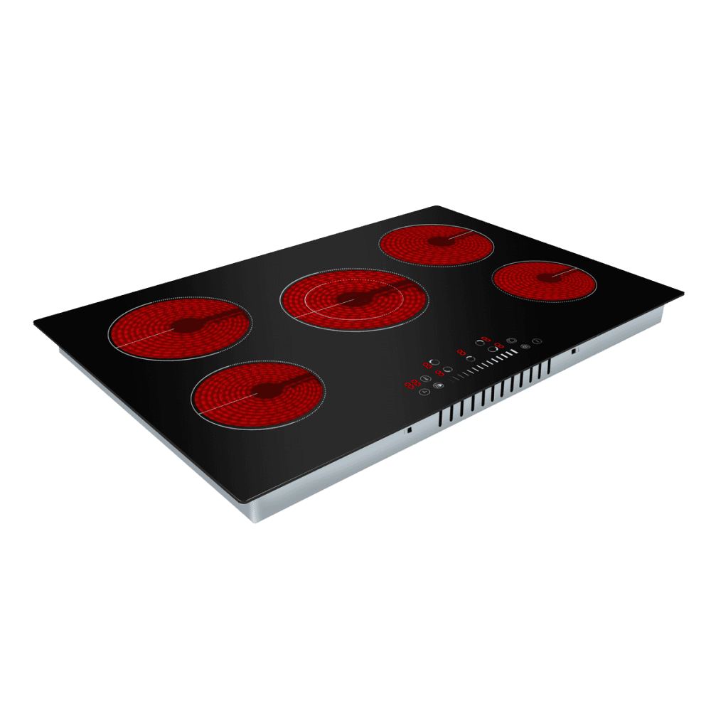 Baridi Integrated Ceramic Hob with 5 Cooking Zones 77cm - Black Glass Model No- DH175
