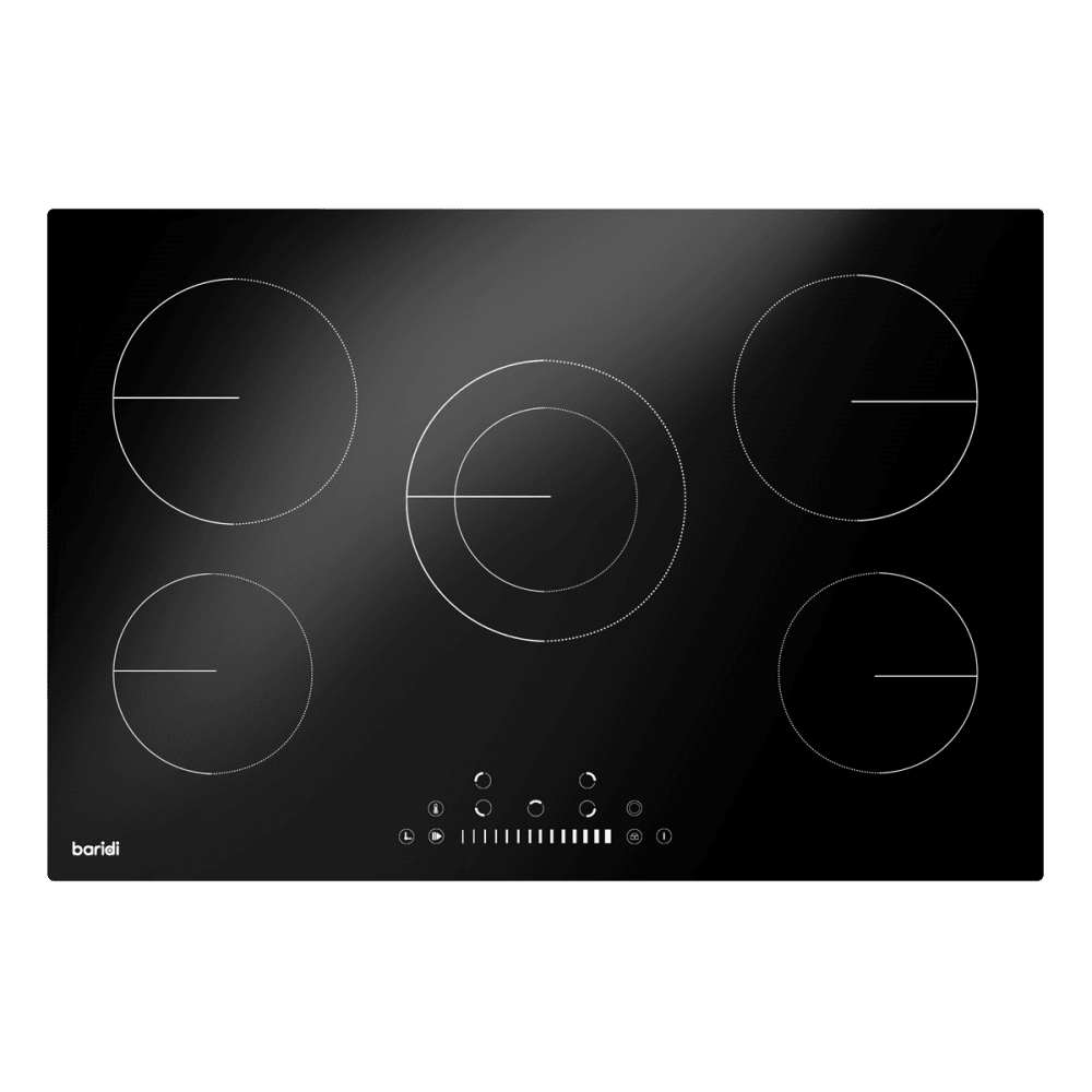 Baridi Integrated Ceramic Hob with 5 Cooking Zones 77cm - Black Glass Model No- DH175