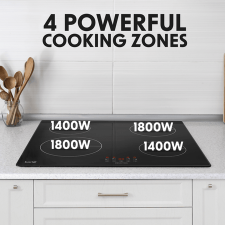 Baridi Integrated Induction Hob with 4 Cooking Zones 60cm 6800W Output Model No- DH176