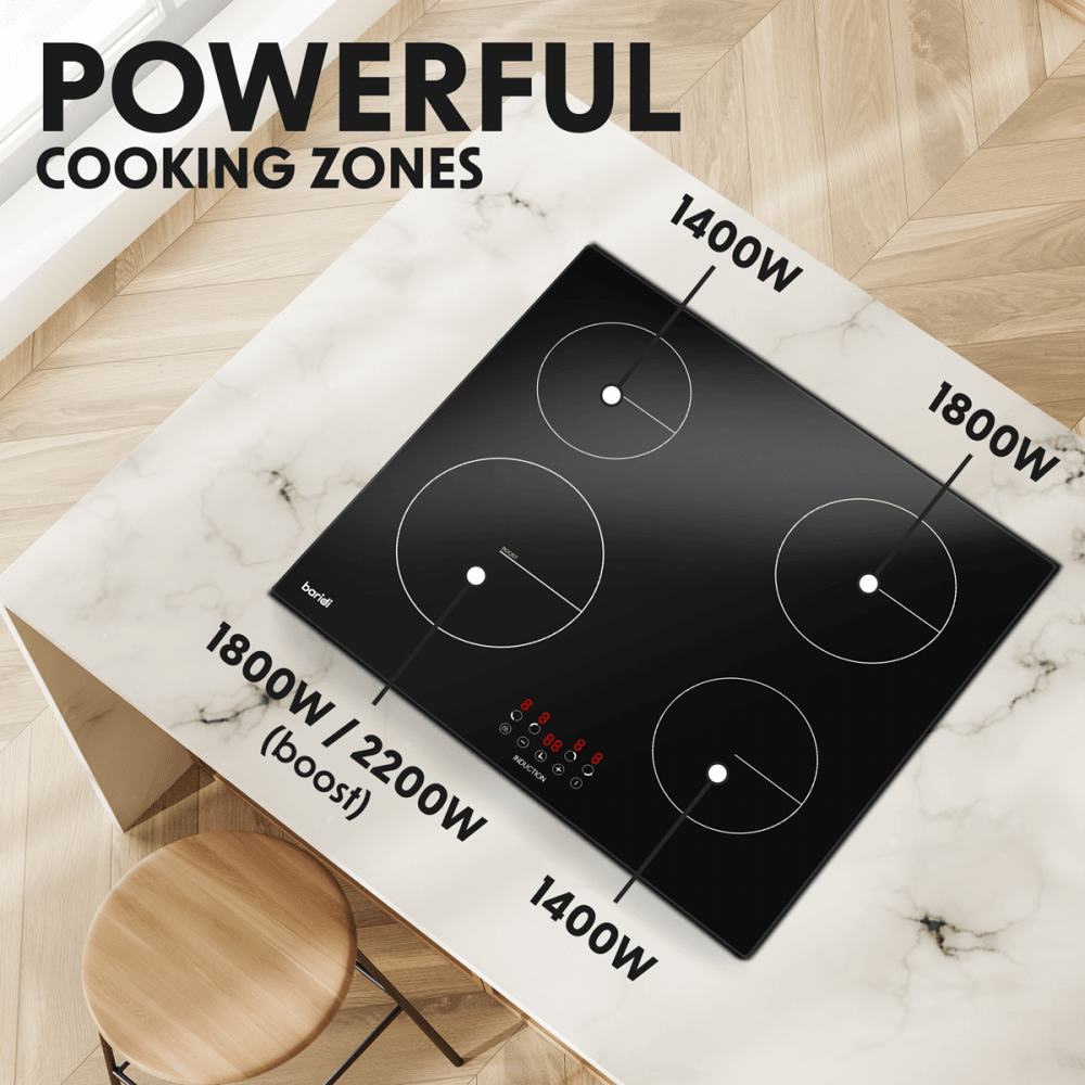 Baridi Integrated Induction Hob with 4 Cooking Zones 60cm 6800W Output Model No- DH176
