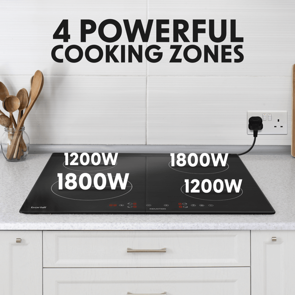 Baridi Integrated Induction Hob with 4 Cooking Zones 60cm 2800W Output Model No- DH177