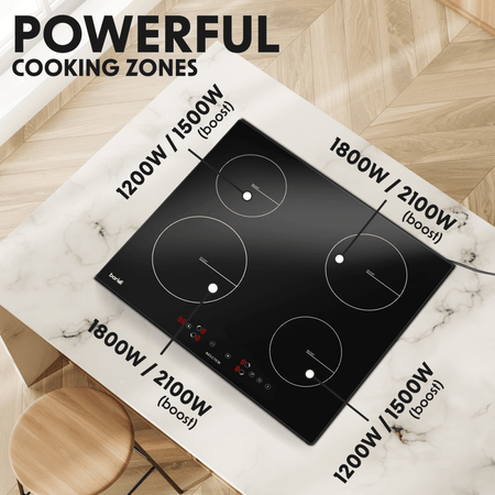 Baridi Integrated Induction Hob with 4 Cooking Zones 60cm 2800W Output Model No- DH177