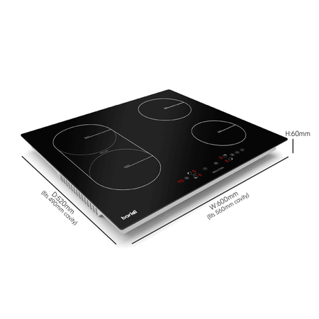 Baridi Integrated Induction Hob with 4 Cooking Zones & Bridge Zone 60cm 2800W Output Model No- DH178