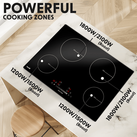 Baridi Integrated Induction Hob with 4 Cooking Zones 77cm 7200W Output Model No- DH179