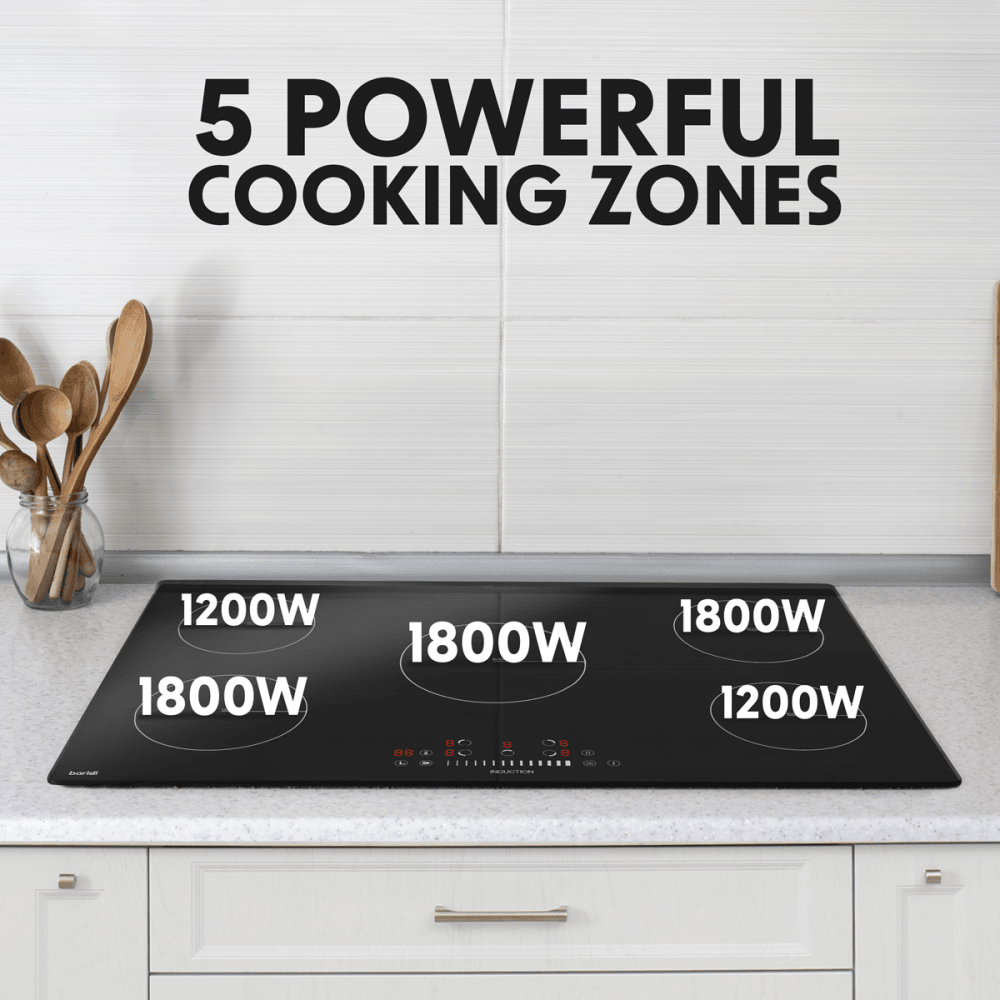Baridi Integrated Induction Hob with 5 Cooking Zones 90cm 9300W Output Model No- DH180