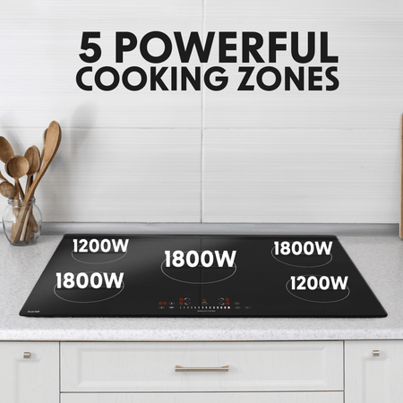 Baridi Integrated Induction Hob with 5 Cooking Zones 90cm 9300W Output Model No- DH180