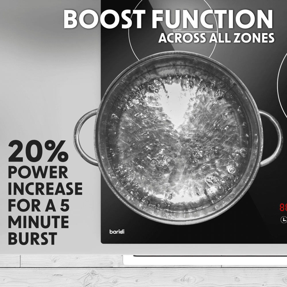 Baridi Integrated Induction Hob with 5 Cooking Zones 90cm 9300W Output Model No- DH180