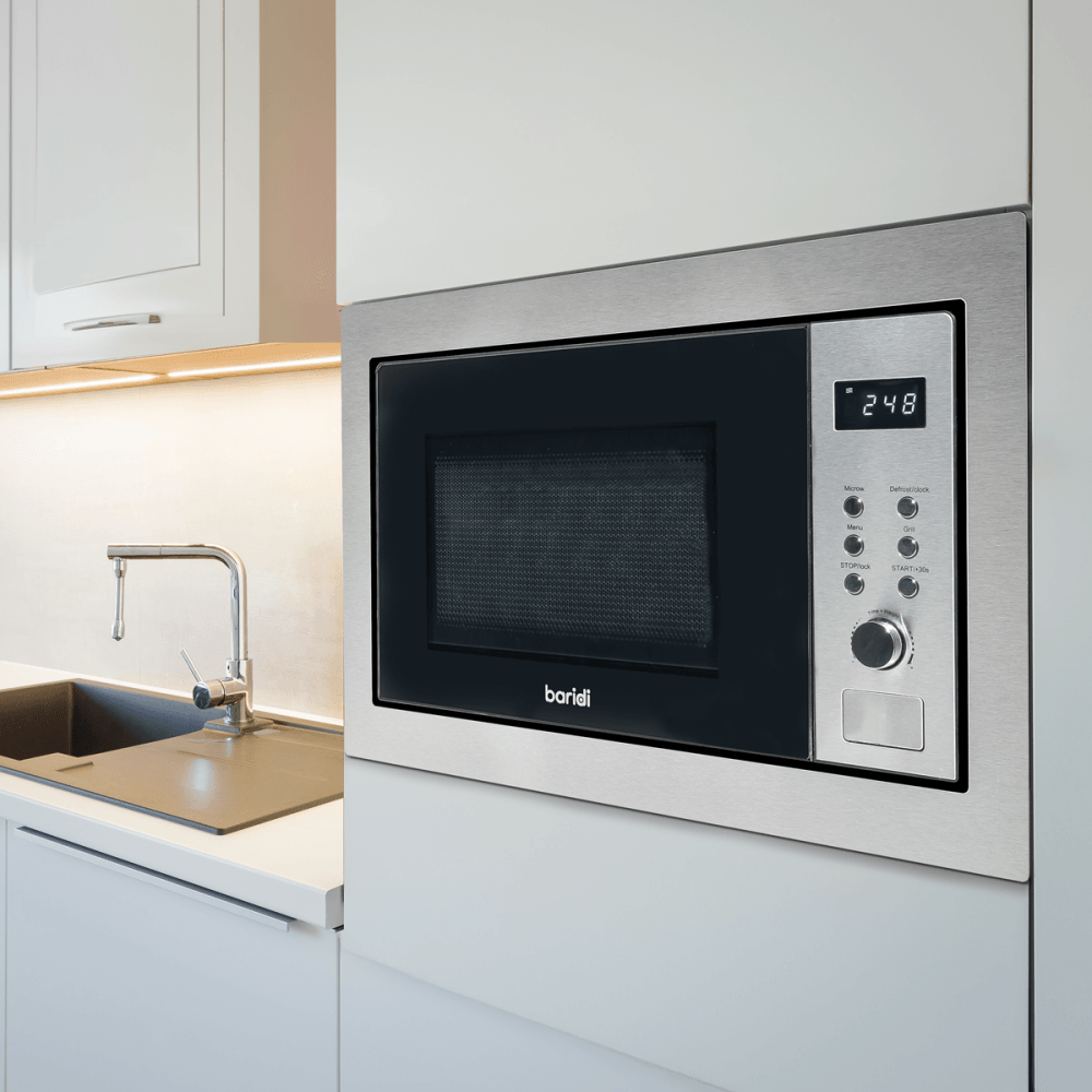 Baridi Integrated Microwave Oven with Grill 25L Capacity 900W - Stainless Steel Model No- DH197