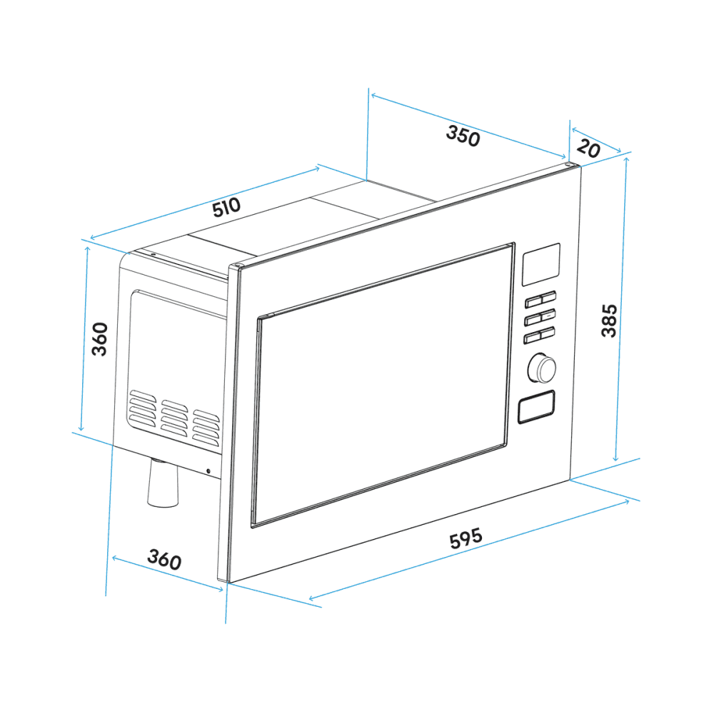Baridi Integrated Microwave Oven with Grill 25L Capacity 900W - Stainless Steel Model No- DH197