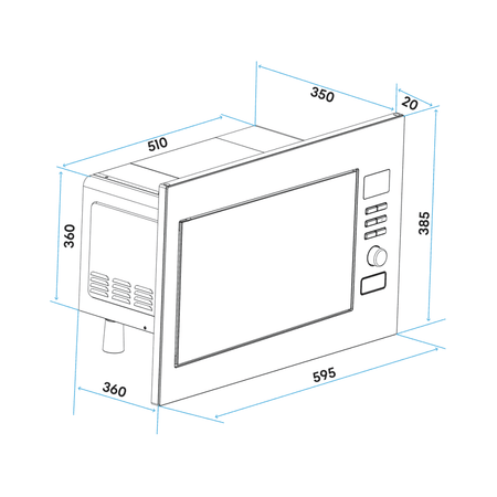 Baridi Integrated Microwave Oven with Grill 25L Capacity 900W - Stainless Steel Model No- DH197