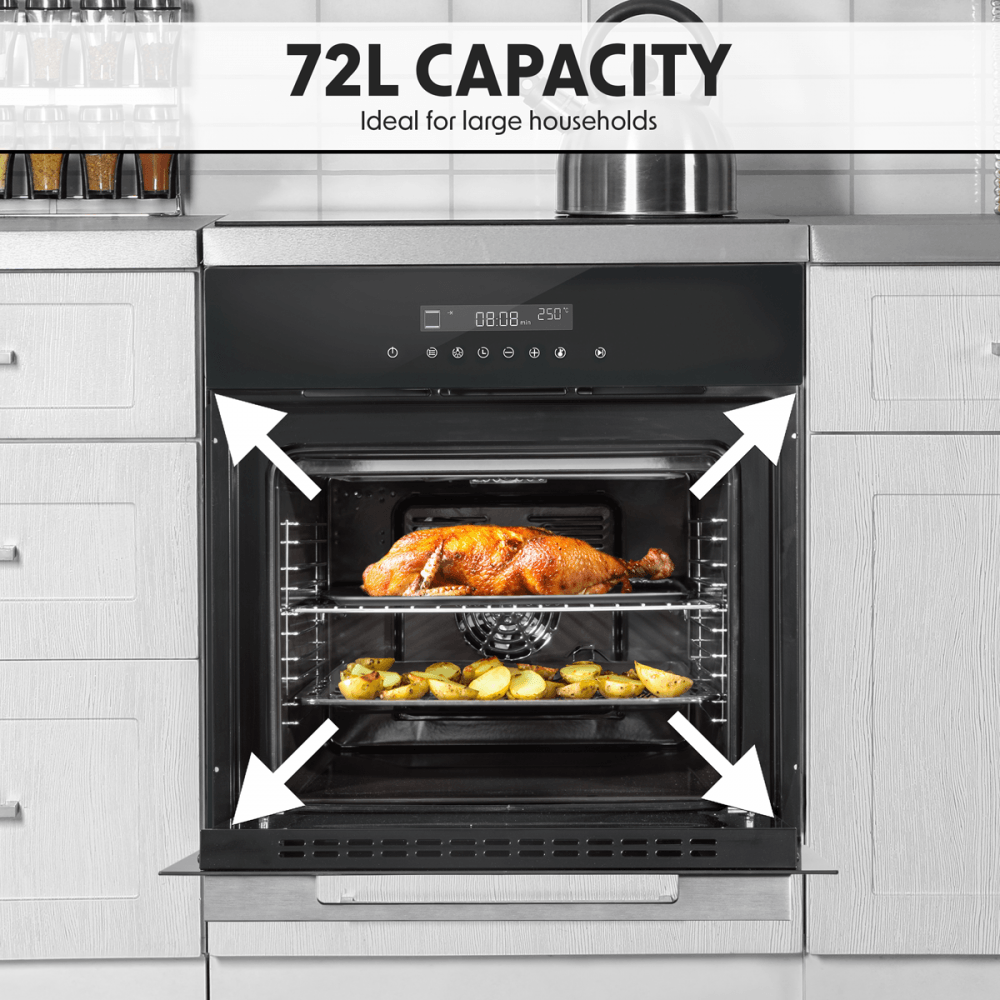 Baridi Integrated Fan-Assisted Electric Oven 60cm 72L Capacity - Black Model No- DH199