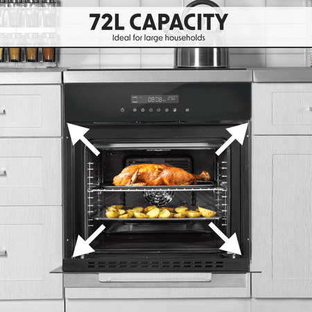 Baridi Integrated Fan-Assisted Electric Oven 60cm 72L Capacity - Black Model No- DH199