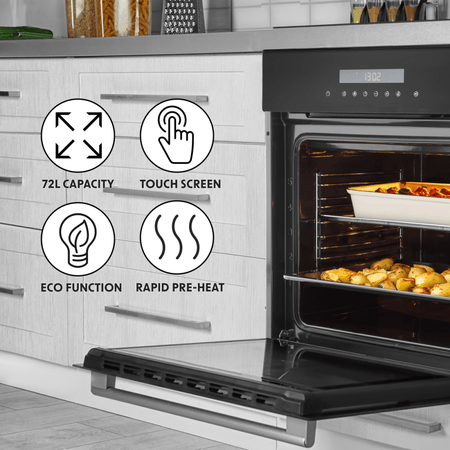 Baridi Integrated Fan-Assisted Electric Oven 60cm 72L Capacity - Black Model No- DH199