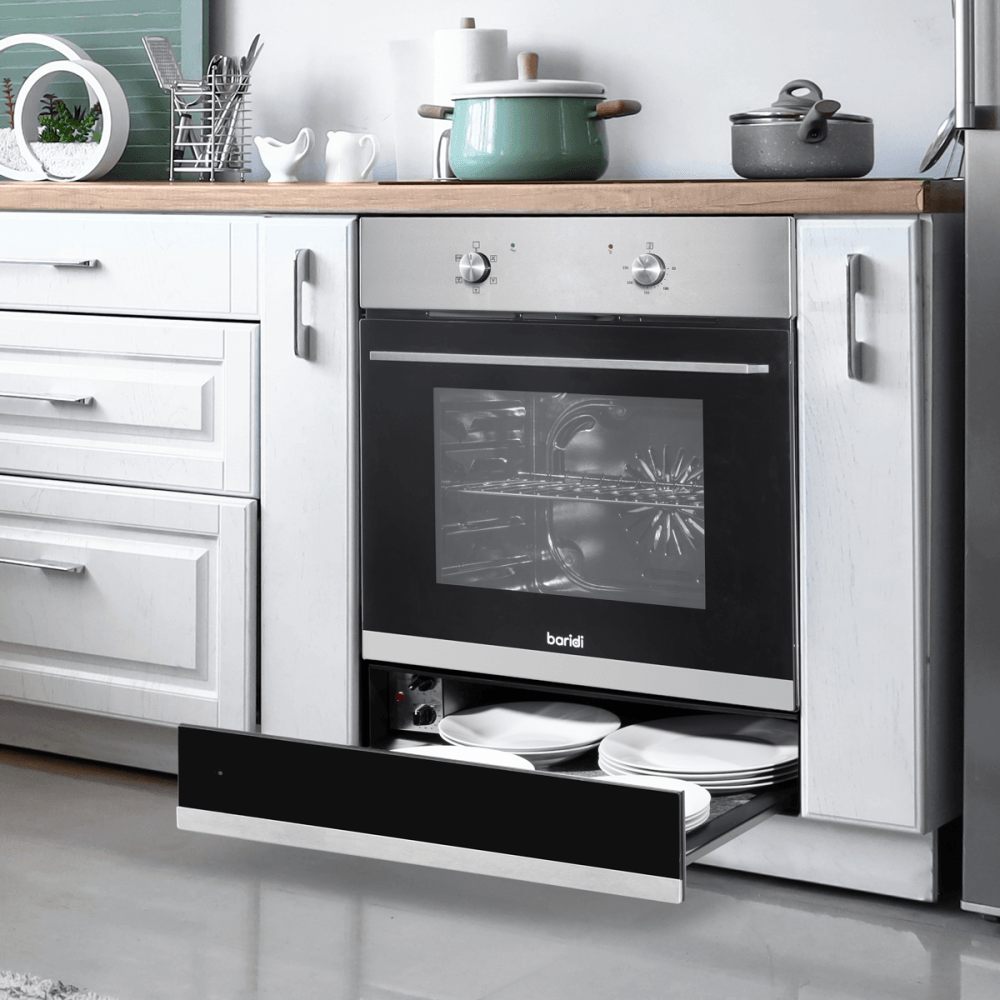 Baridi Integrated Warming Drawer 60cm - Black/Stainless Steel Model No- DH202