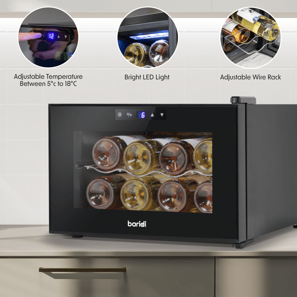 Baridi 8 Bottle Tabletop Wine Fridge & Cooler Model No- DH218