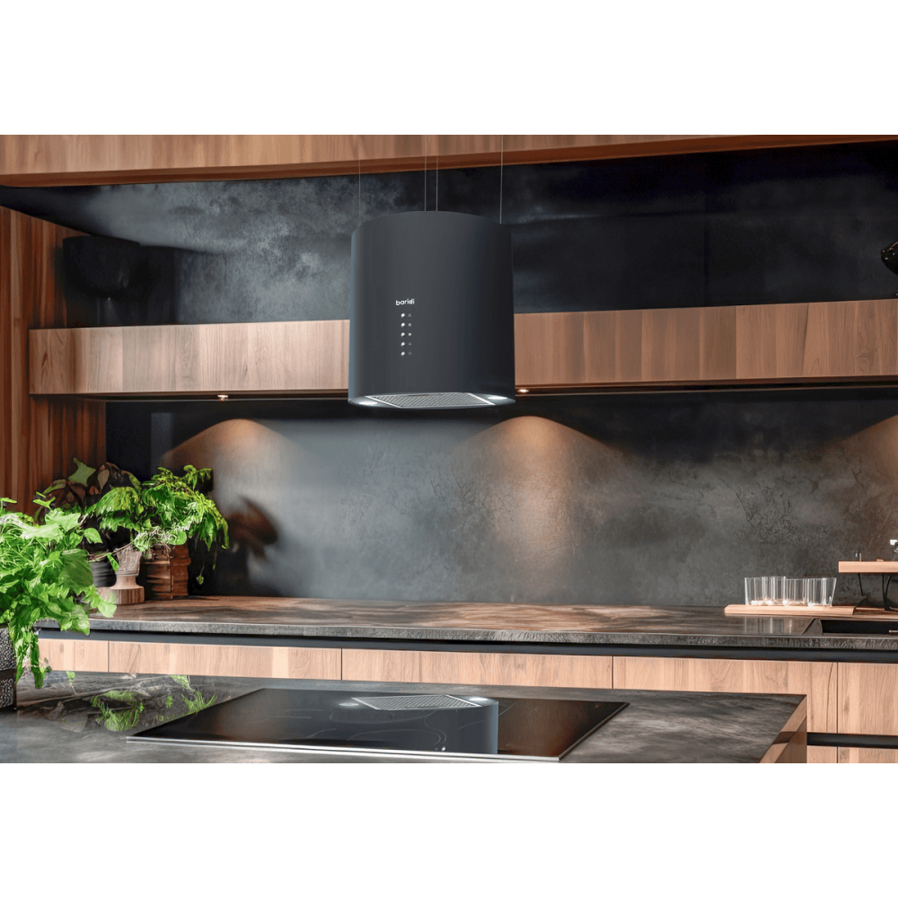 Baridi Round Island Cooker Hood 35cm - Black Model No- DH219