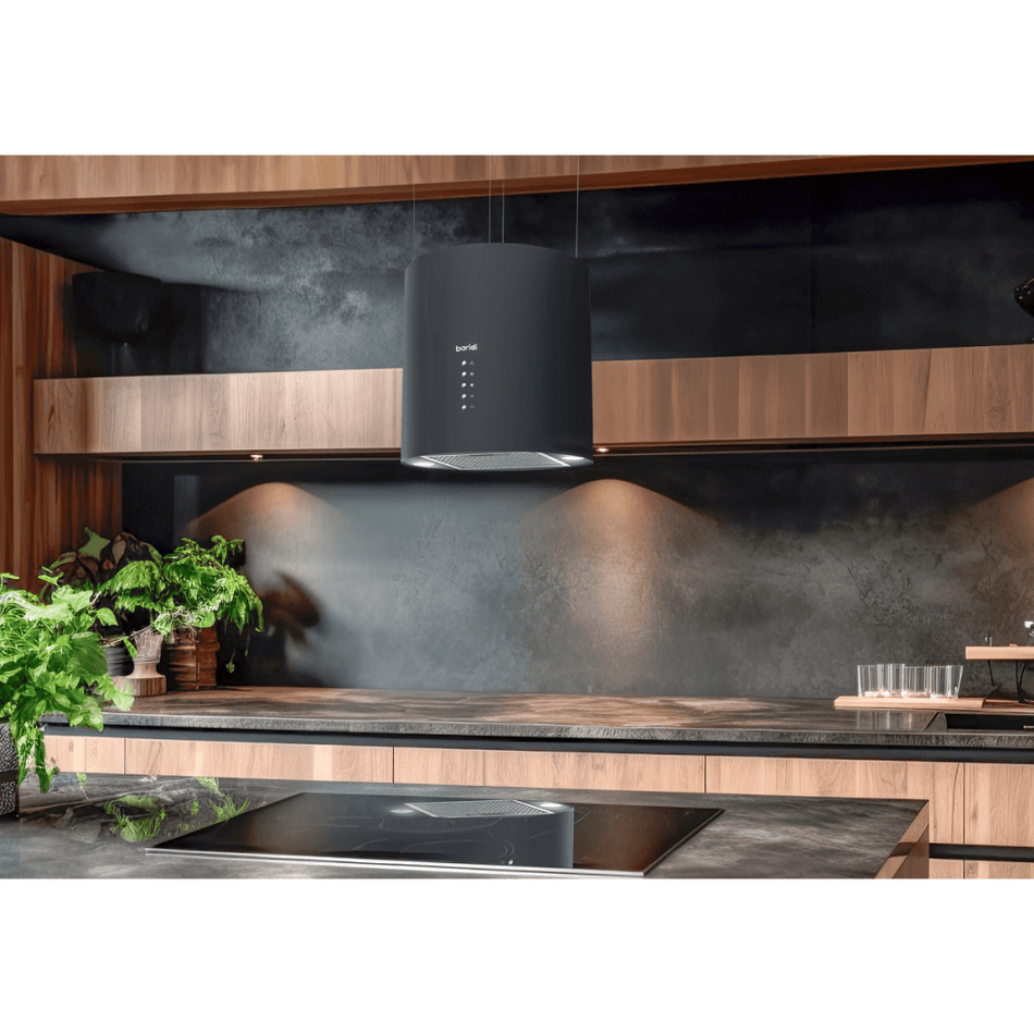 Baridi Round Island Cooker Hood 35cm - Black Model No- DH219