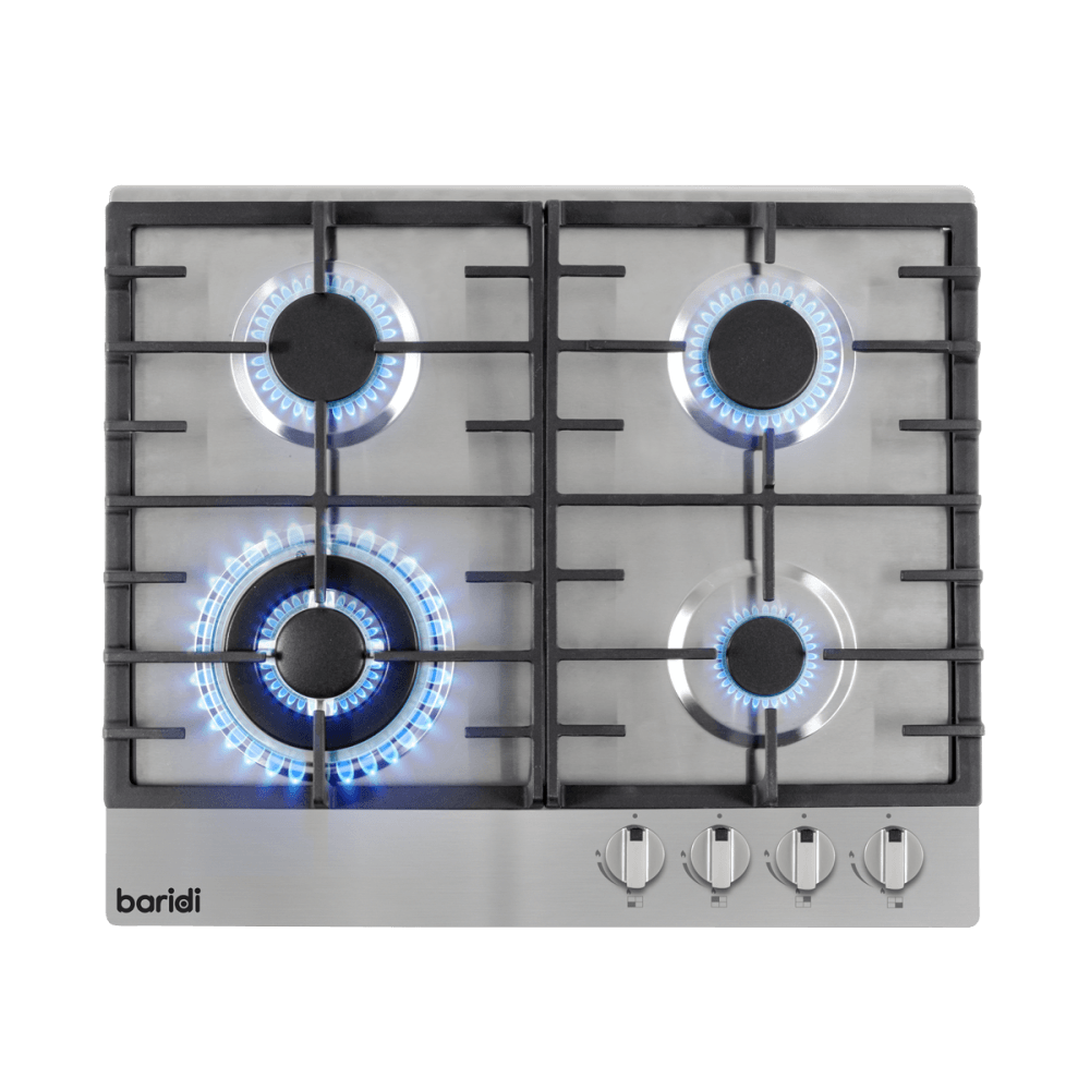 Baridi Gas Hob with 4 Cooking Zones 60cm - Stainless Steel Model No- DH225