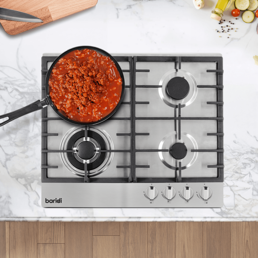 Baridi Gas Hob with 4 Cooking Zones 60cm - Stainless Steel Model No- DH225