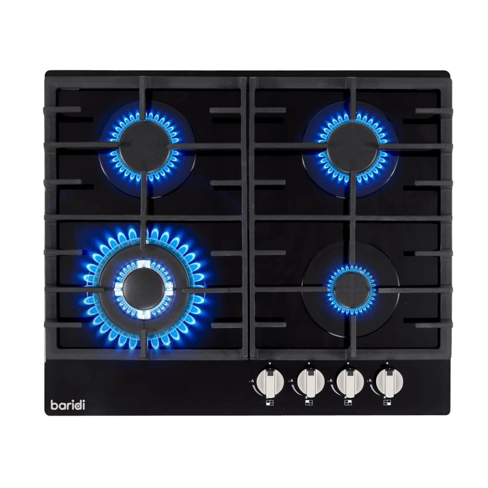 Baridi Gas Hob with 4 Cooking Zones 60cm - Black Model No- DH226