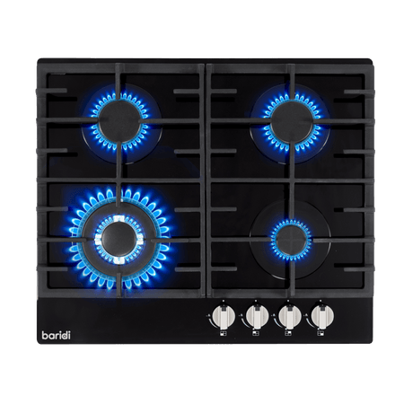 Baridi Gas Hob with 4 Cooking Zones 60cm - Black Model No- DH226